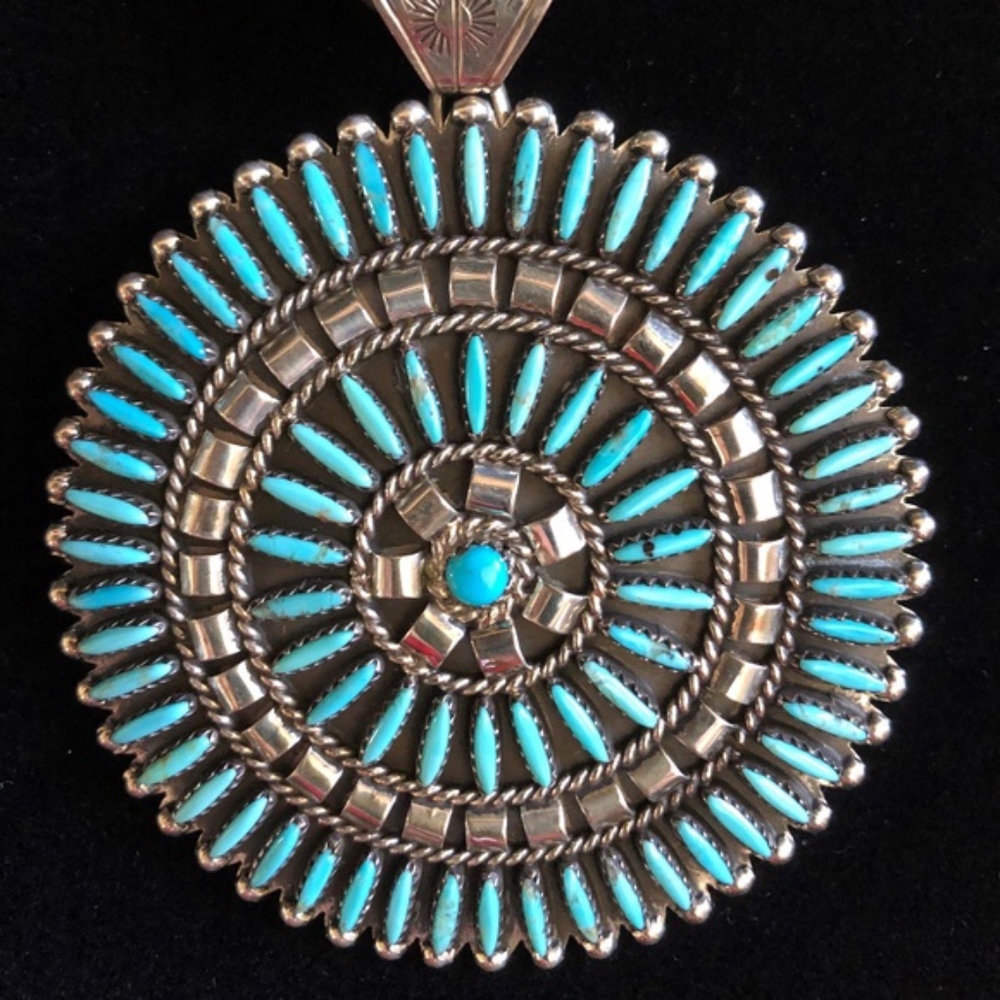 Charlie John Turq Cluster Sterling Silver Pend